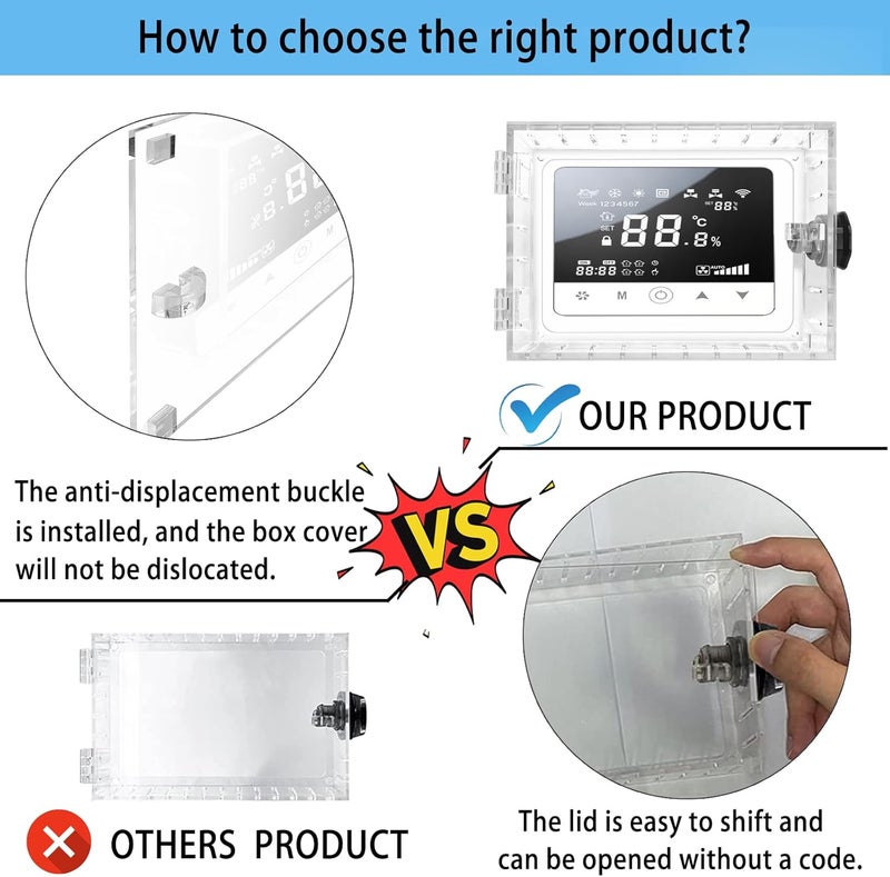 Young Dance Universal Thermostat Combination Lock Box, Clear Large Thermostat Guard for Wall Thermostats, Thermostat Cover Fits Thermostats 6.5 "H x 4.72 "W x 1.97 "D or Smaller (1 Set) - Image 3